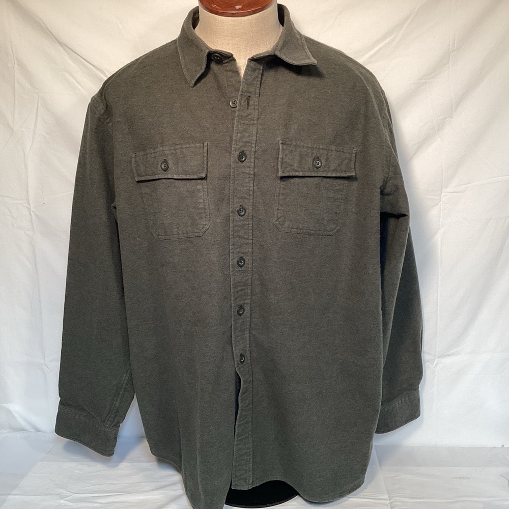 L.L. Bean Dark Green Heavyweight Cotton Men's Button Down Shirt Size XXL